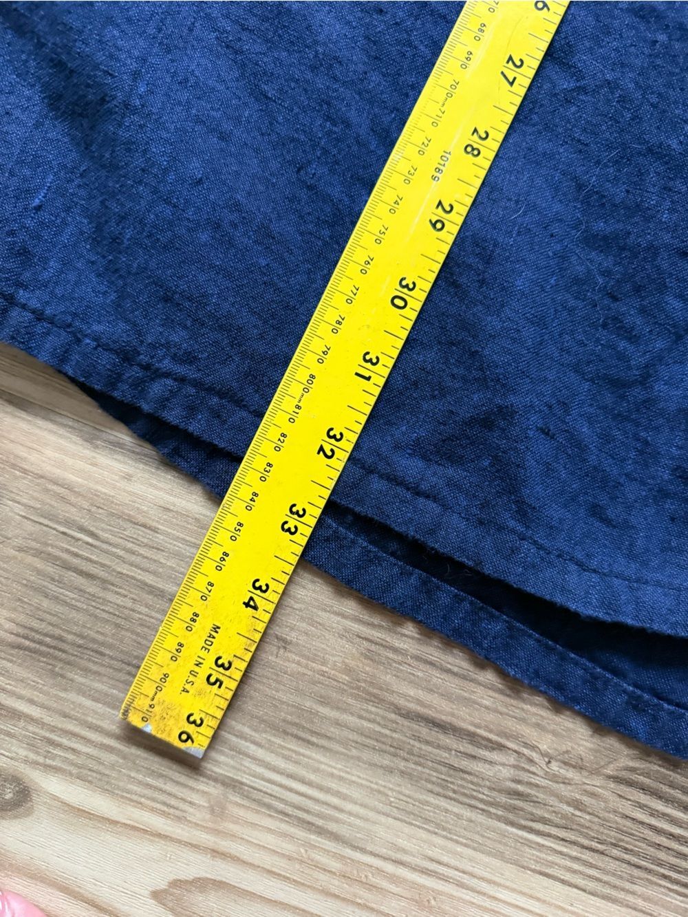Vintage FLAX Jeanne Engelhart Navy 100% Linen Midi Skirt Large Pockets Lagenlook - Picture 7 of 7